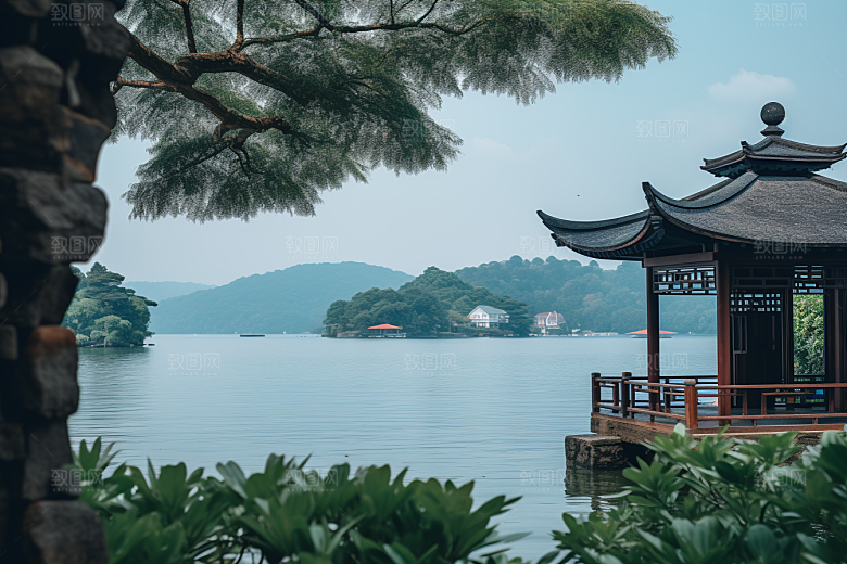 杭州城市风光地标旅行摄影图