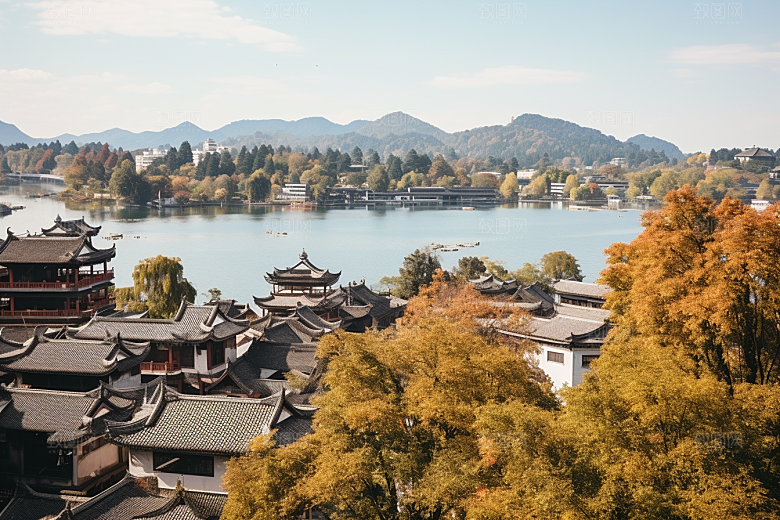 杭州城市风光景色高清摄影图