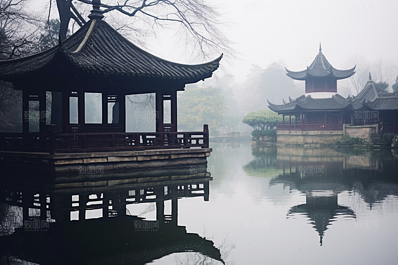 杭州城市风光南宋古都景点摄影图