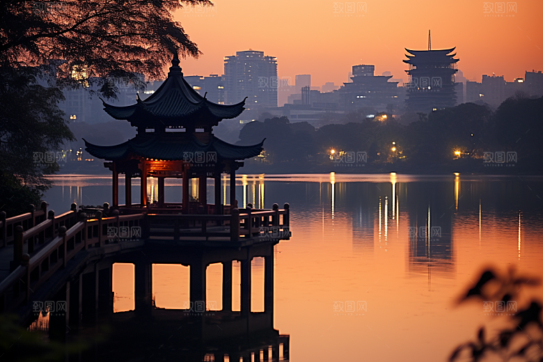 杭州城市风光景色旅行摄影图