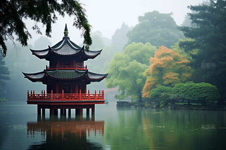 杭州城市风光景点风景摄影图