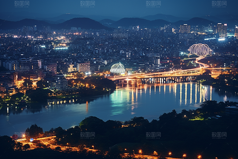 杭州城市风光景点风景摄影图