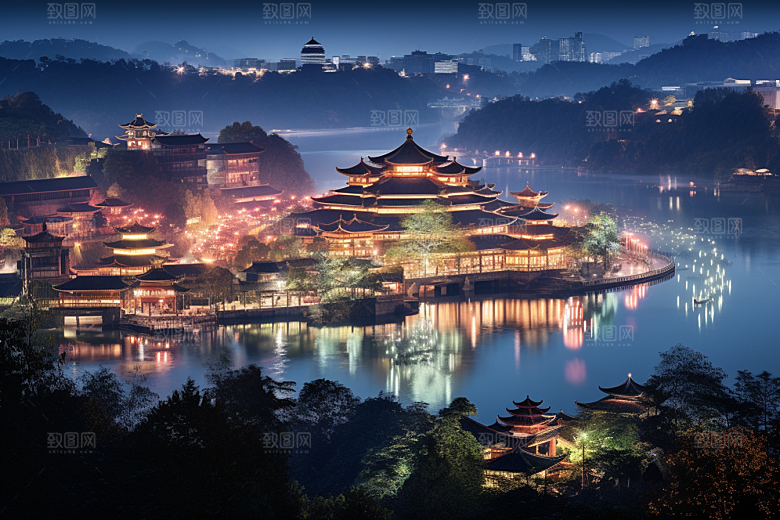 杭州城市风光南宋古都风景摄影图