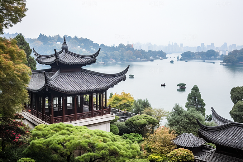 杭州城市风光景色旅行摄影图