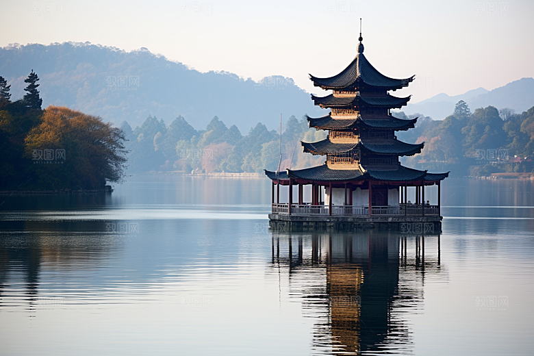 杭州城市风光地标风景摄影图