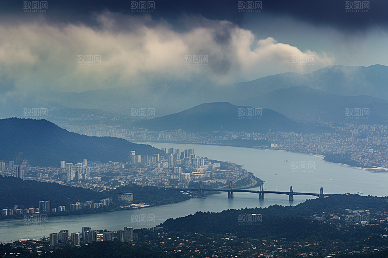 杭州城市风光都市景点摄影图