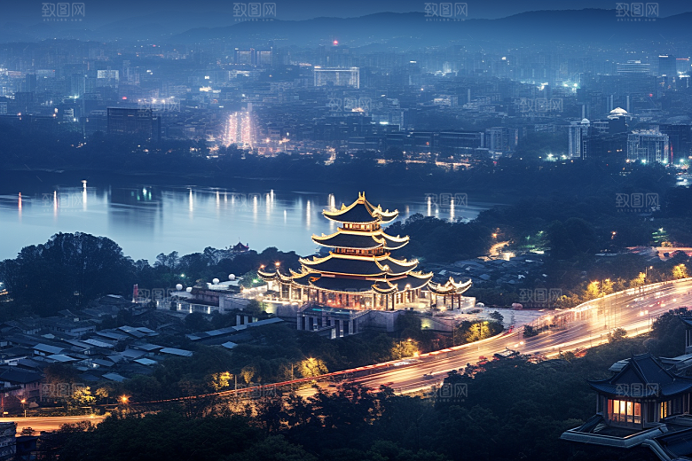 杭州城市风光景色风景摄影图