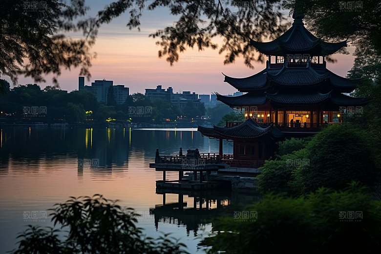 杭州城市风光旅游景点摄影图