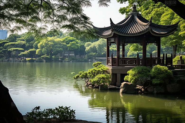 杭州城市风光地标旅行摄影图