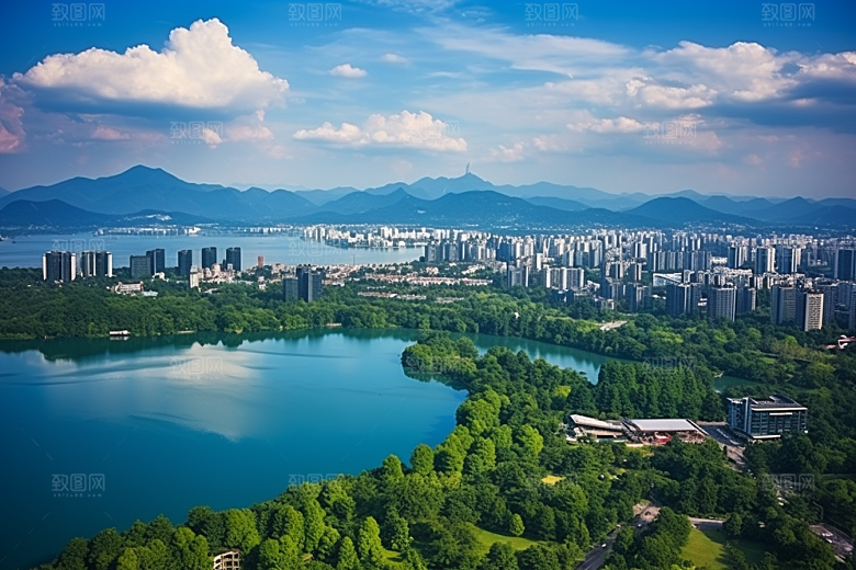杭州城市风光地标国内游摄影图