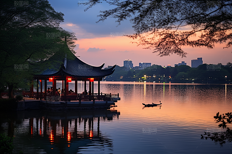 杭州城市风光景色地标摄影图