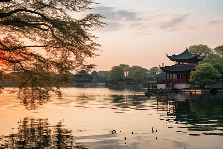 杭州城市风光旅行景点摄影图