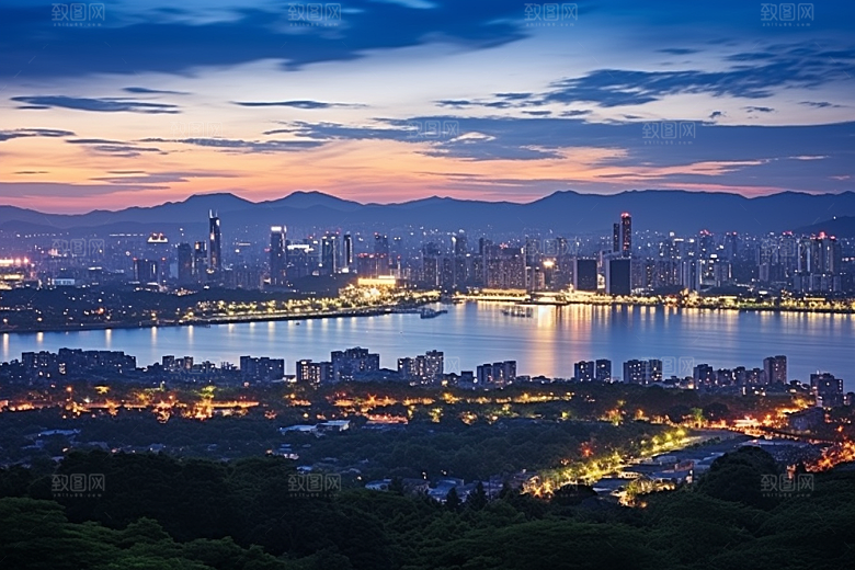 杭州城市风光旅行景点摄影图