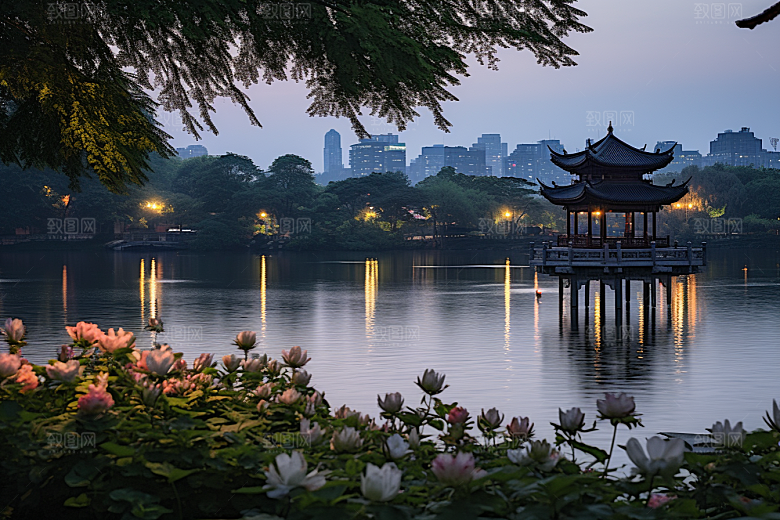 杭州城市风光江南景色摄影图