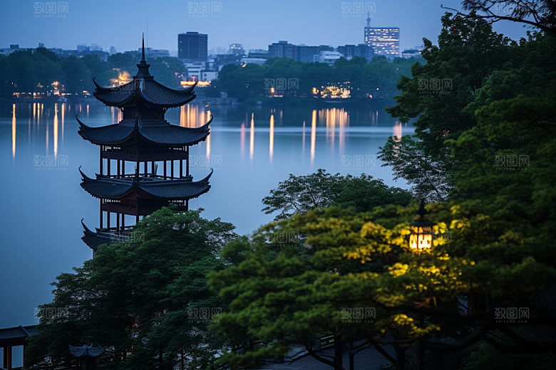 杭州城市风光南宋古都景色摄影图