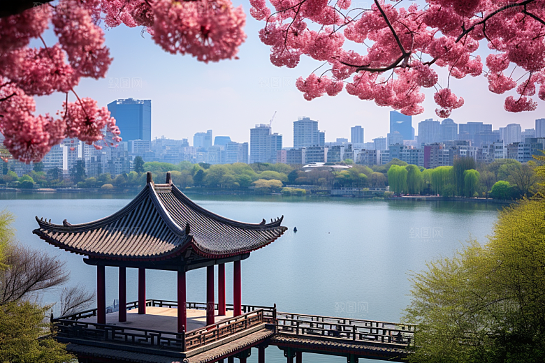 杭州城市风光景点景色摄影图