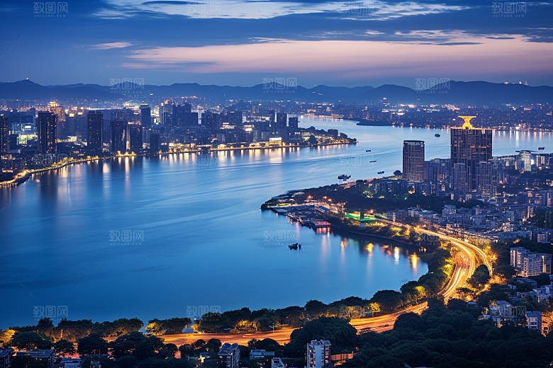 杭州城市风光高清景点摄影图