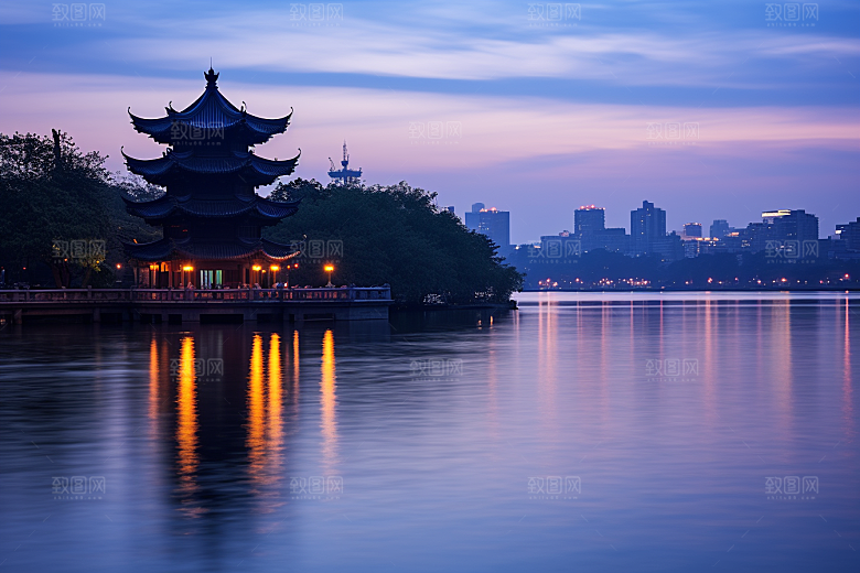 杭州城市风光景色江南摄影图