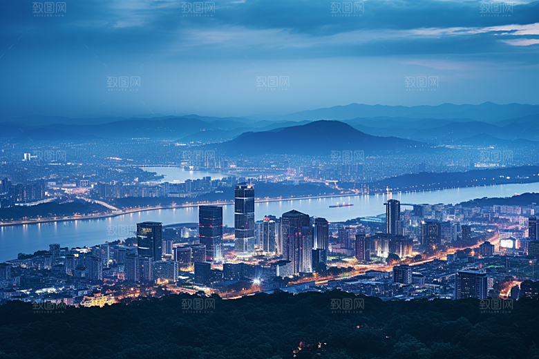 杭州城市风光景点旅行摄影图