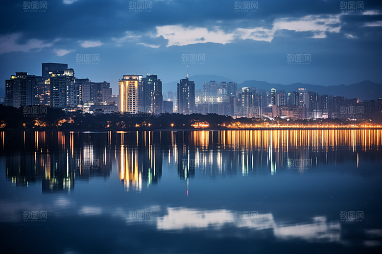 杭州城市风光地标都市摄影图
