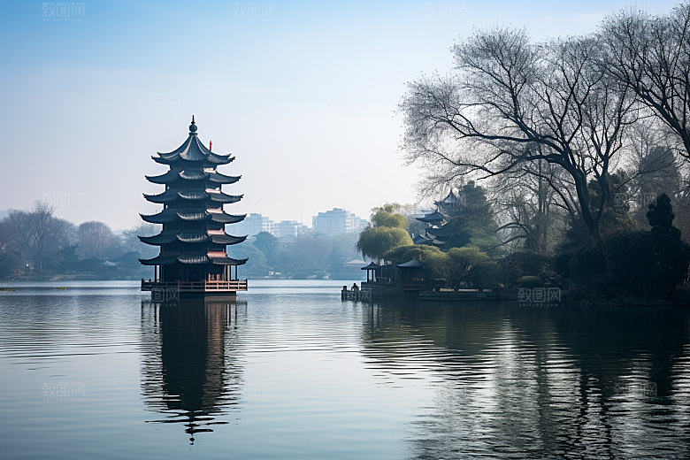 杭州城市风光南宋古都景点摄影图