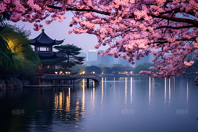 杭州城市风光风景都市摄影图