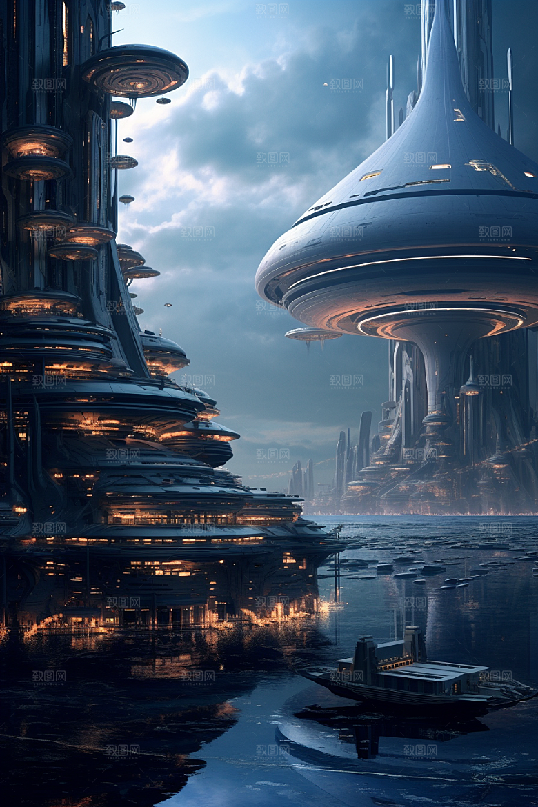 未来核废水处理中心高清星球插画