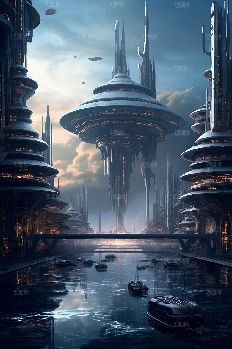 未来核废水处理中心未来宇宙插画