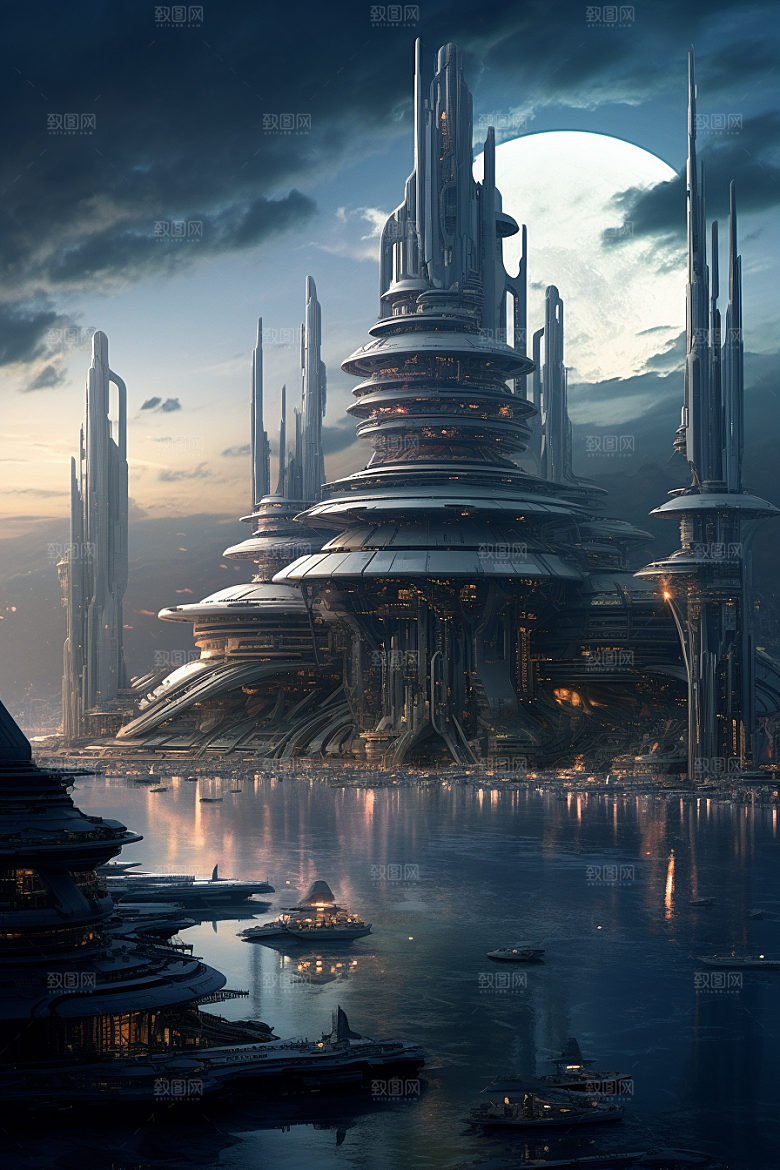 未来核废水处理中心游戏原画宇宙插画