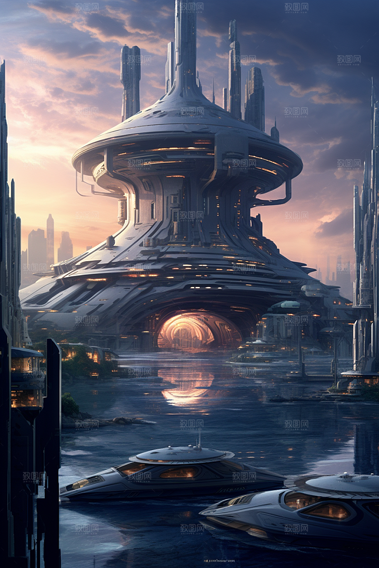 未来核废水处理中心游戏原画科技插画