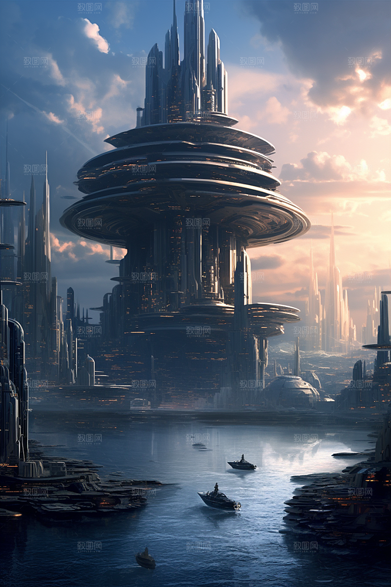 未来核废水处理中心游戏原画星球插画