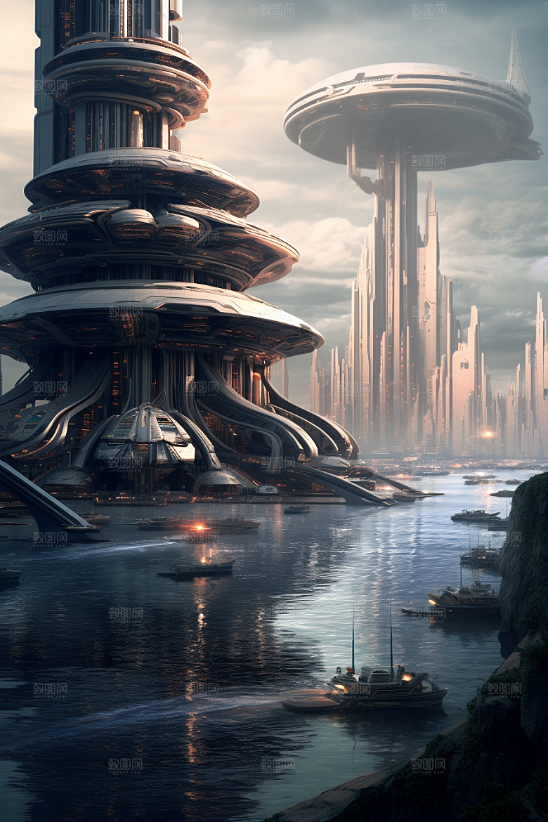 未来核废水处理中心宇宙高清插画