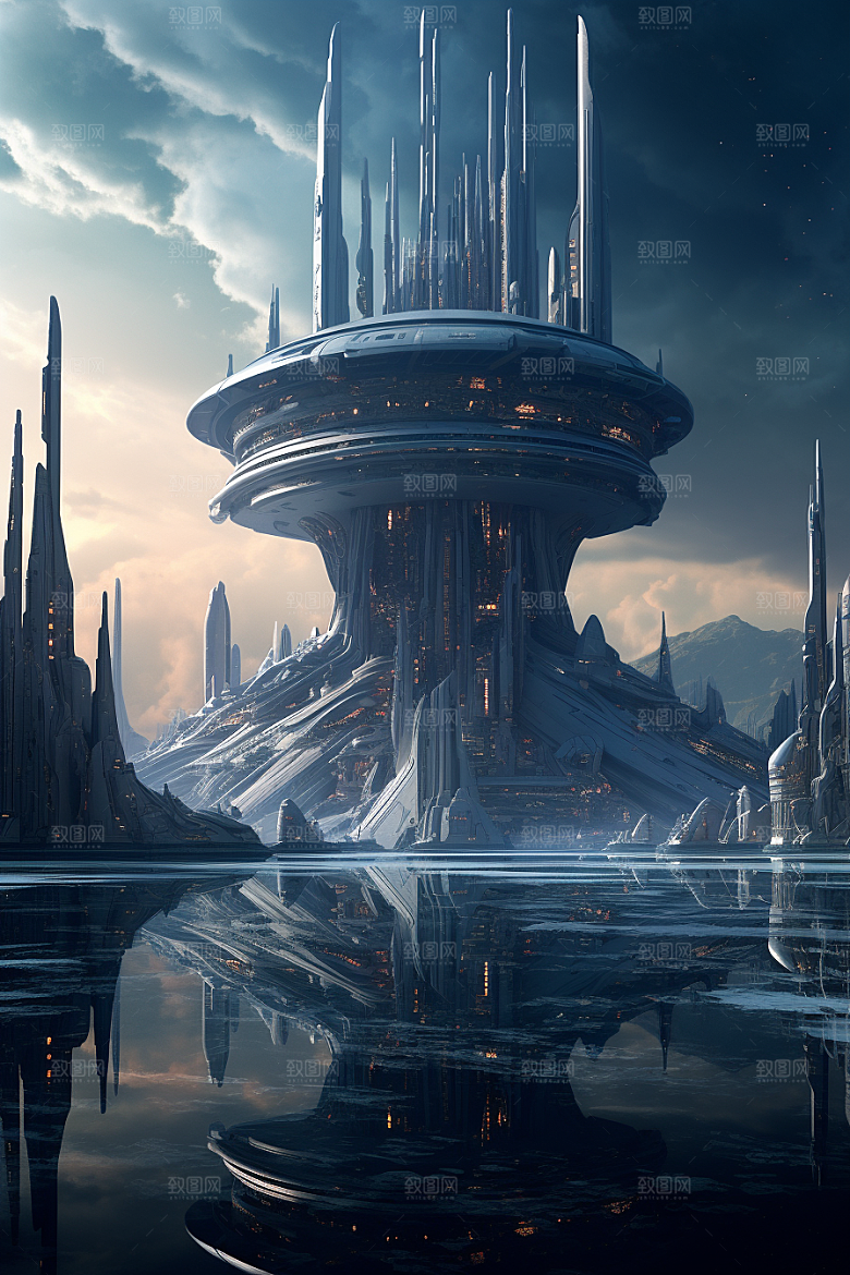 未来核废水处理中心幻想宇宙插画