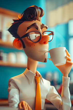 喝咖啡的人醒脑3D模型