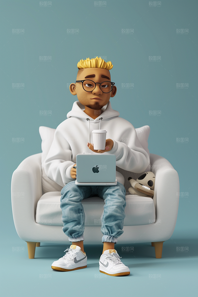 喝咖啡的人饮品3D模型