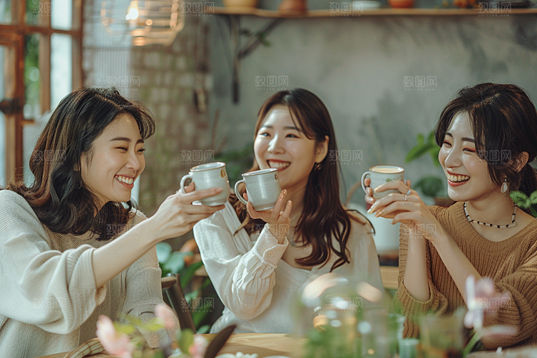 下午茶聚会开心氛围摄影图