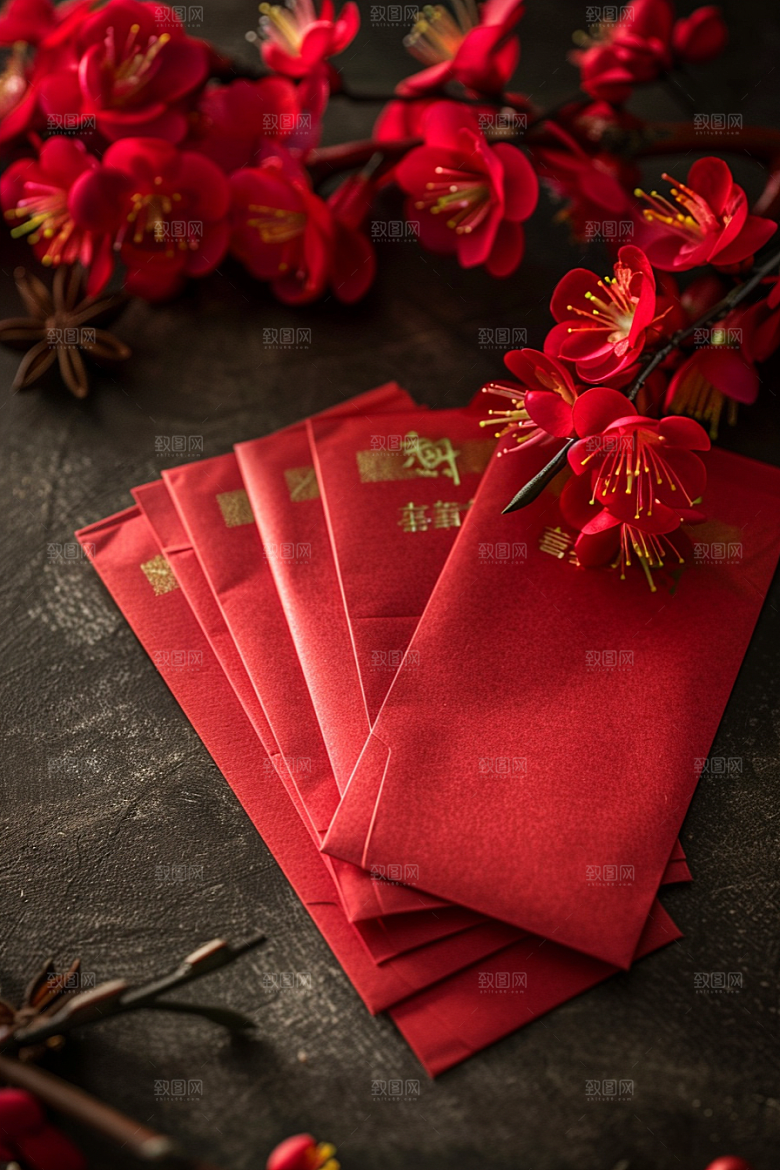 红包精致祝福摄影图