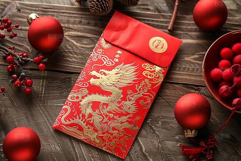 红包祝福过年摄影图