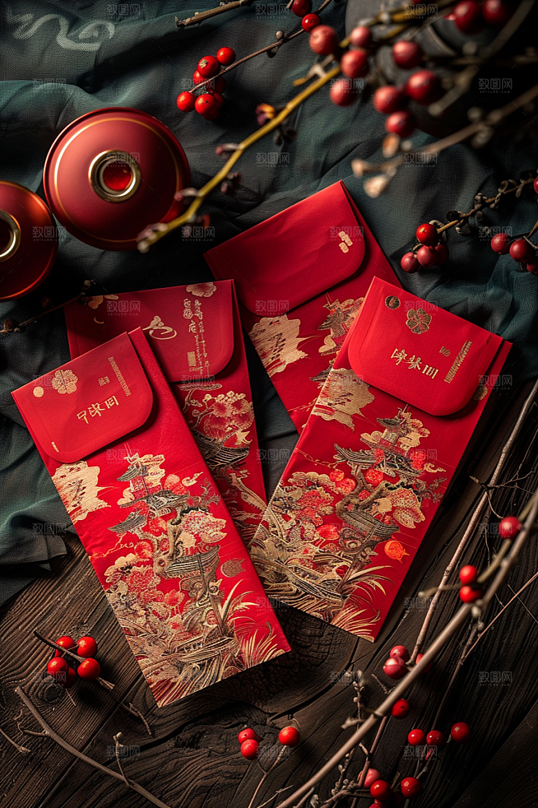 红包祝福利是封摄影图