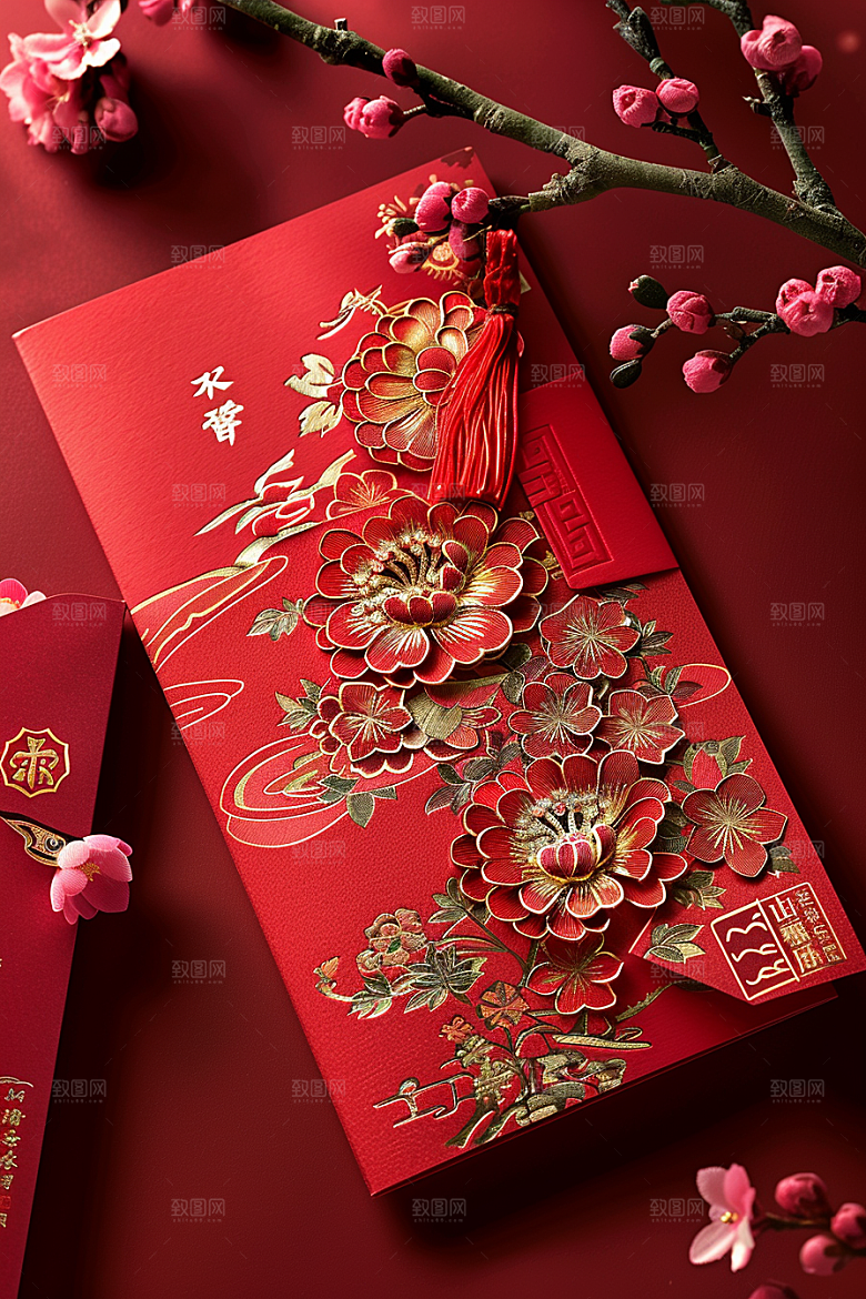 红包送礼精致摄影图
