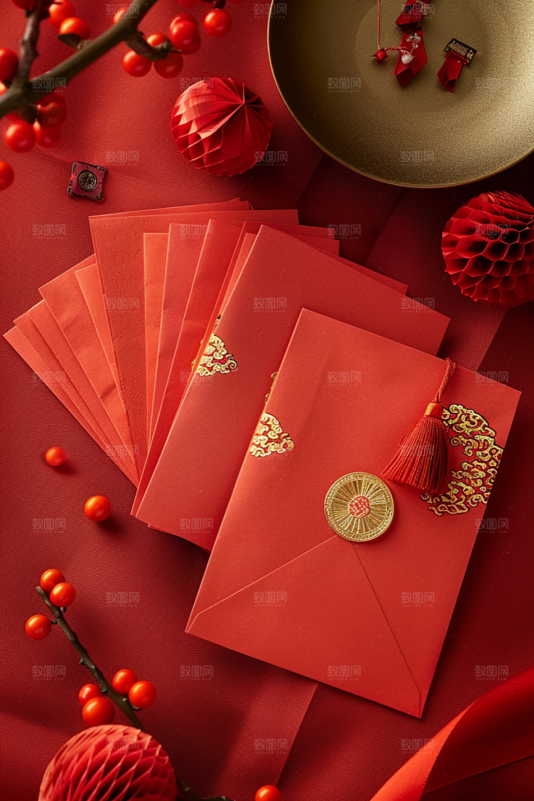 红包吉利祝福摄影图