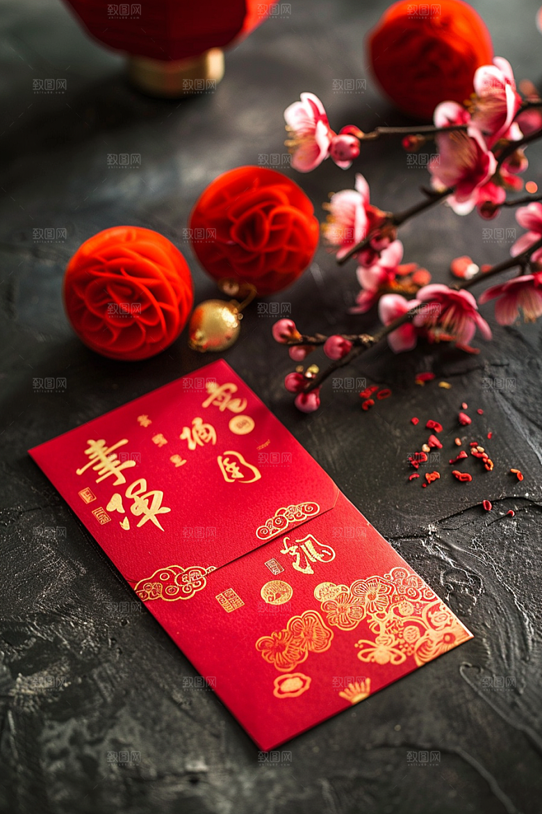 红包吉利祝福摄影图