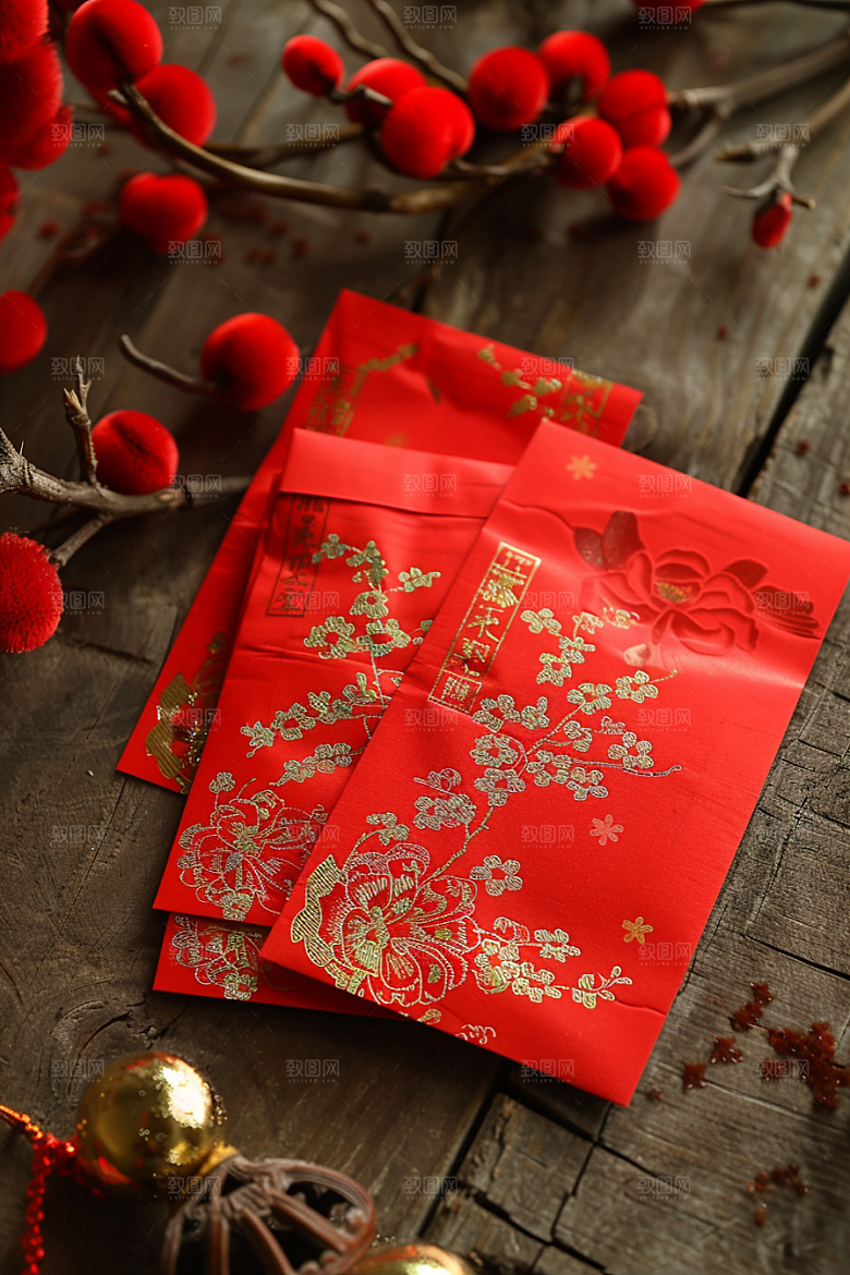 红包春节祝福摄影图