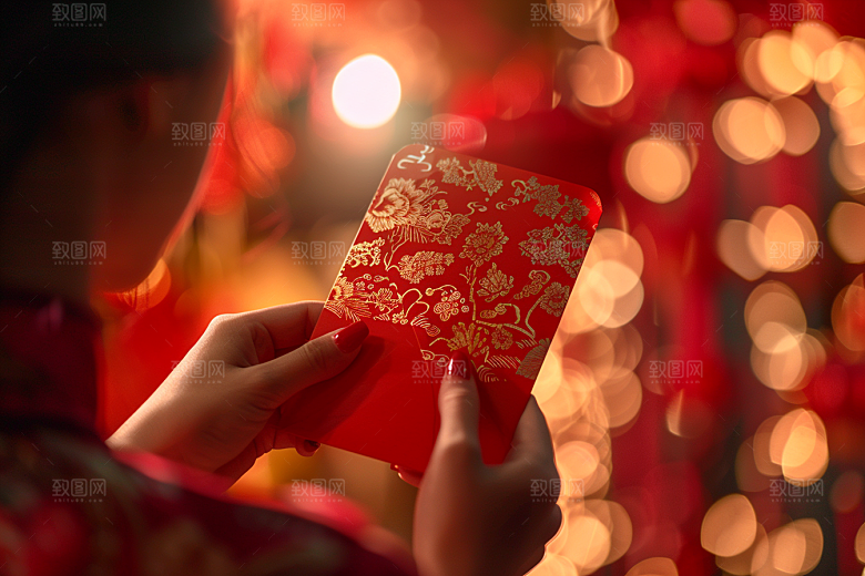 红包吉利祝福摄影图