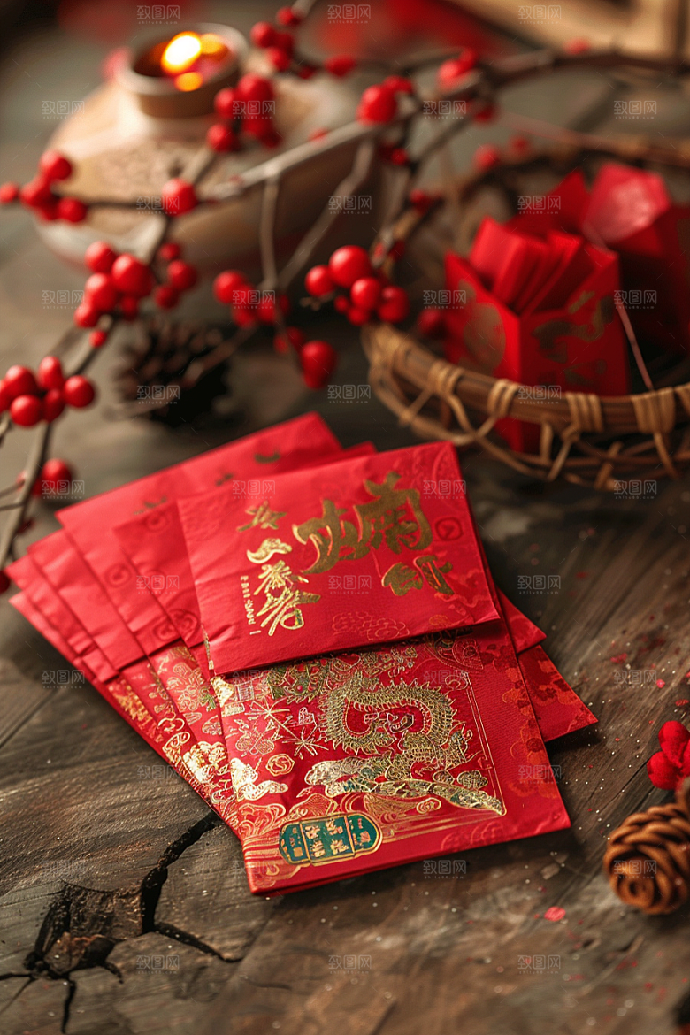 红包春节过年摄影图