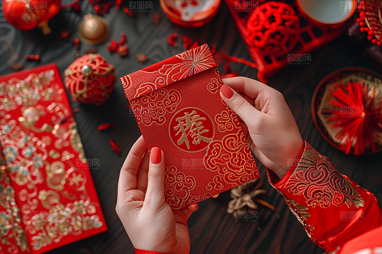 红包送礼过年摄影图