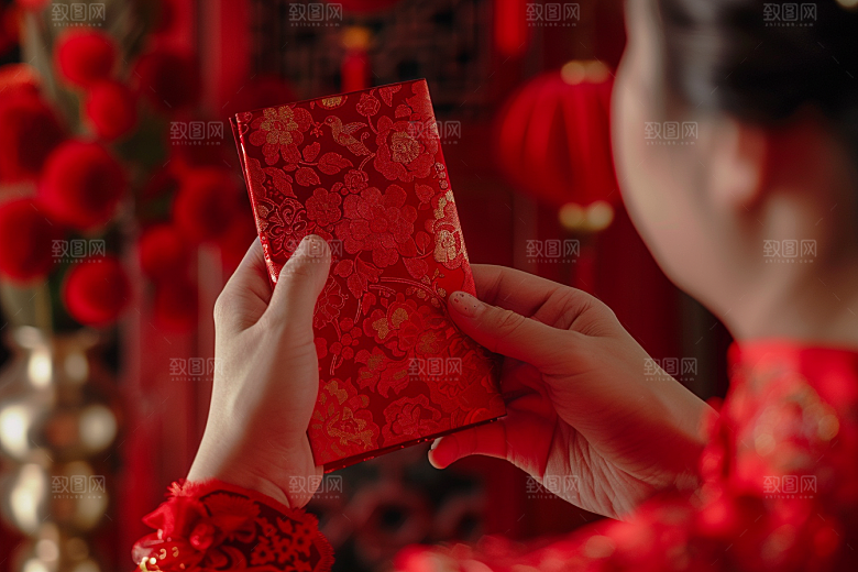 红包春节祝福摄影图