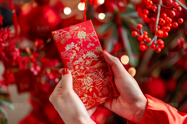 红包精致祝福摄影图