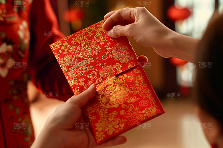 红包精致祝福摄影图