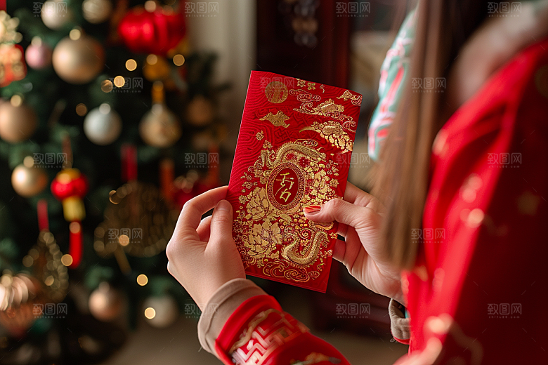 红包祝福过年摄影图